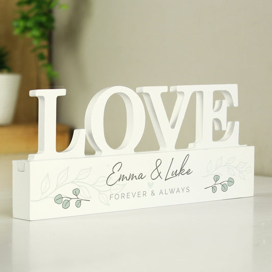 Personalised Botanical Wooden Love Ornament - MK&JD Gifts