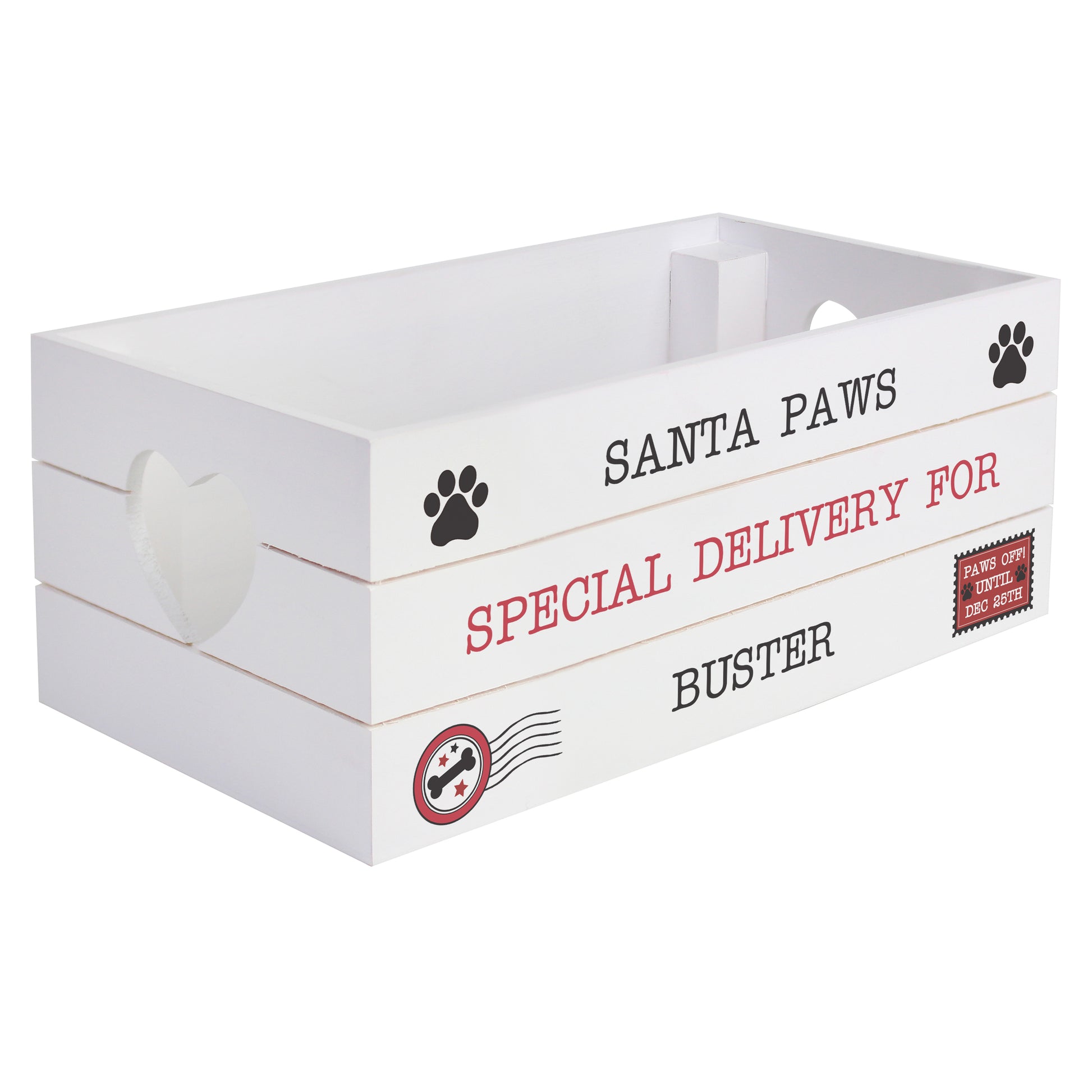 Personalised Santa Paws White Wooden Crate - MK&JD Gifts
