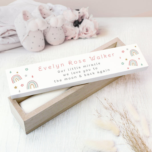 Personalised Rainbow Wooden Birth Certificate Holder - MK&JD Gifts