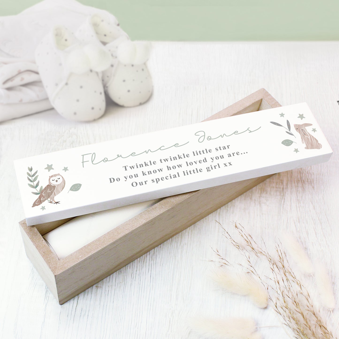 Personalised Woodland Animals Wooden Birth Certificate Holder - MK&JD Gifts