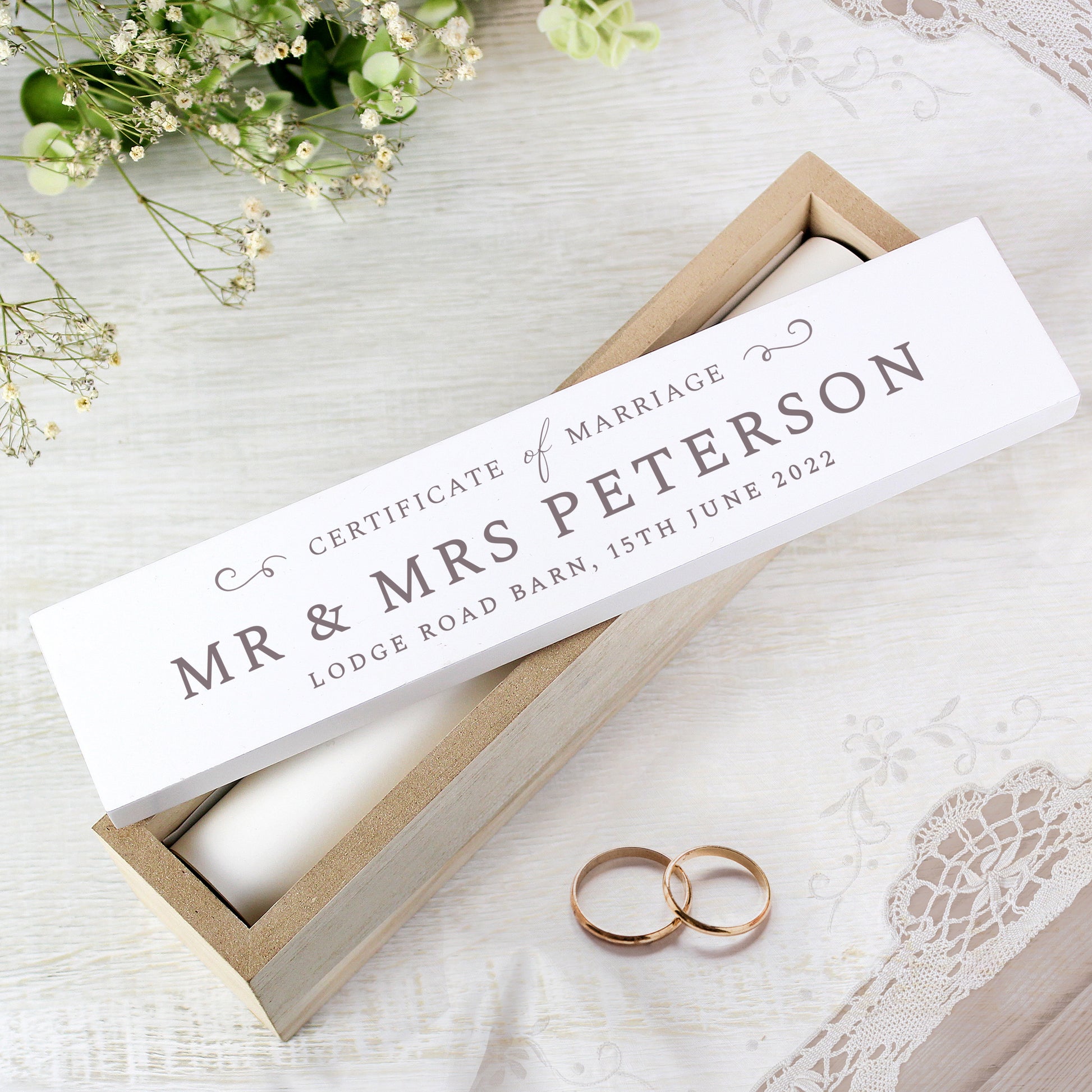 Personalised Wedding Wooden Certificate Holder - MK&JD Gifts