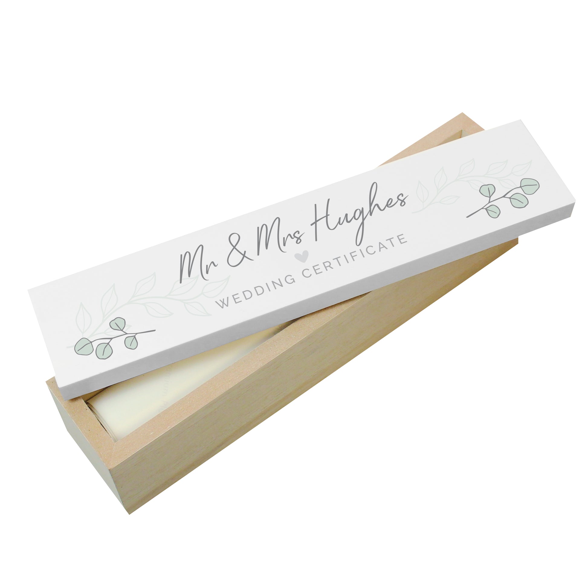 Personalised Botanical Leaves Wooden Certificate Holder - MK&JD Gifts