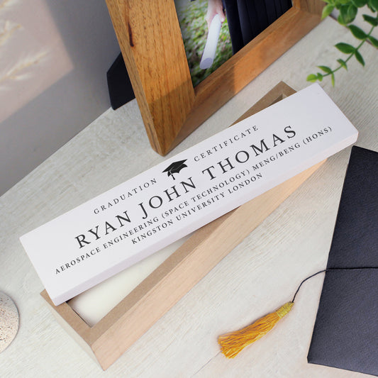 Personalised Graduation Wooden Certificate Holder - MK&JD Gifts