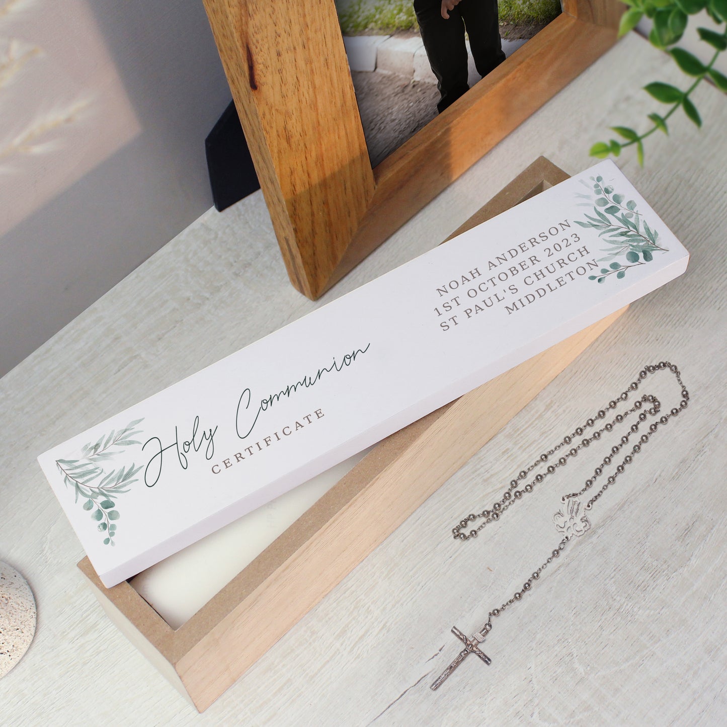 Personalised Botanical Wooden Certificate Holder - MK&JD Gifts