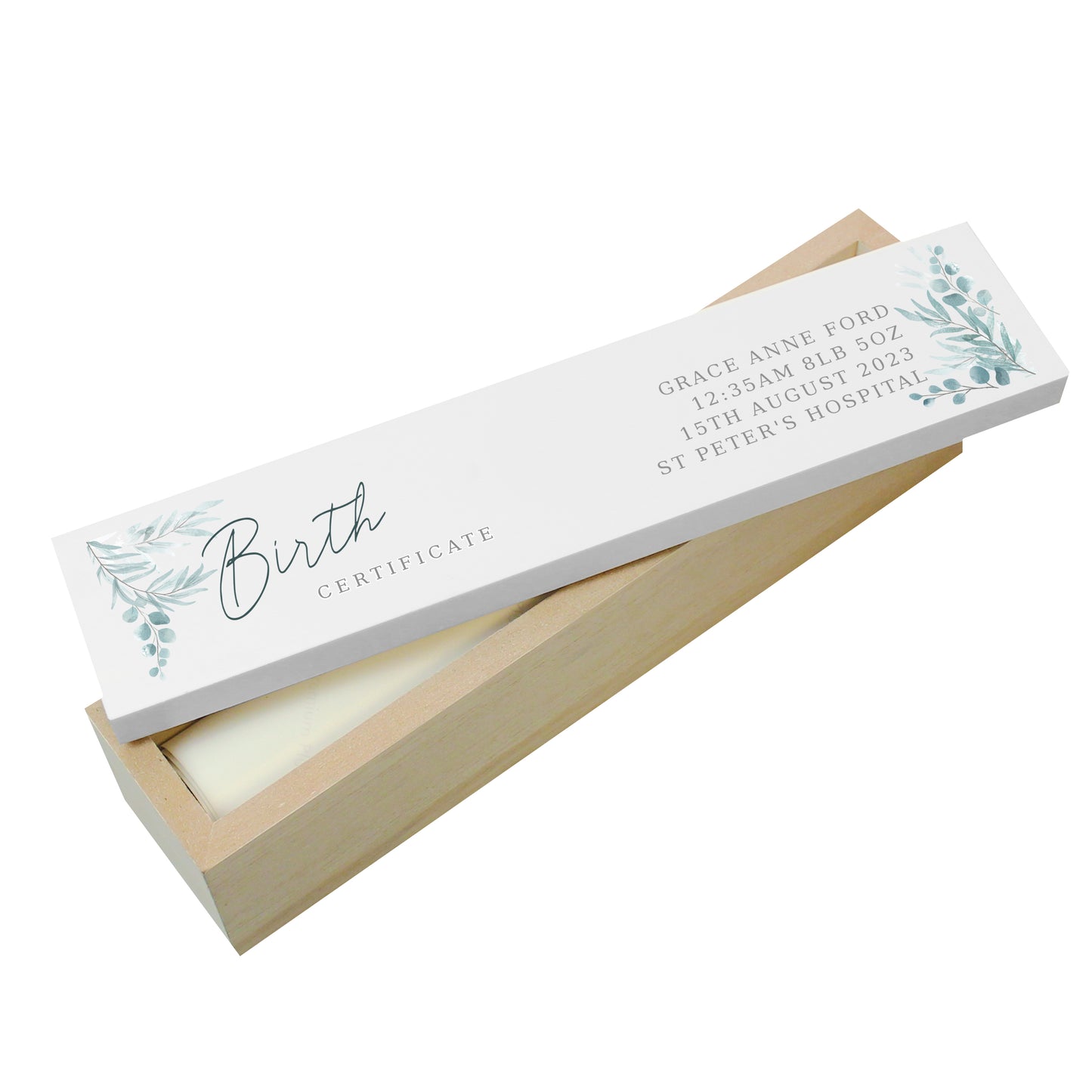 Personalised Botanical Wooden Certificate Holder - MK&JD Gifts