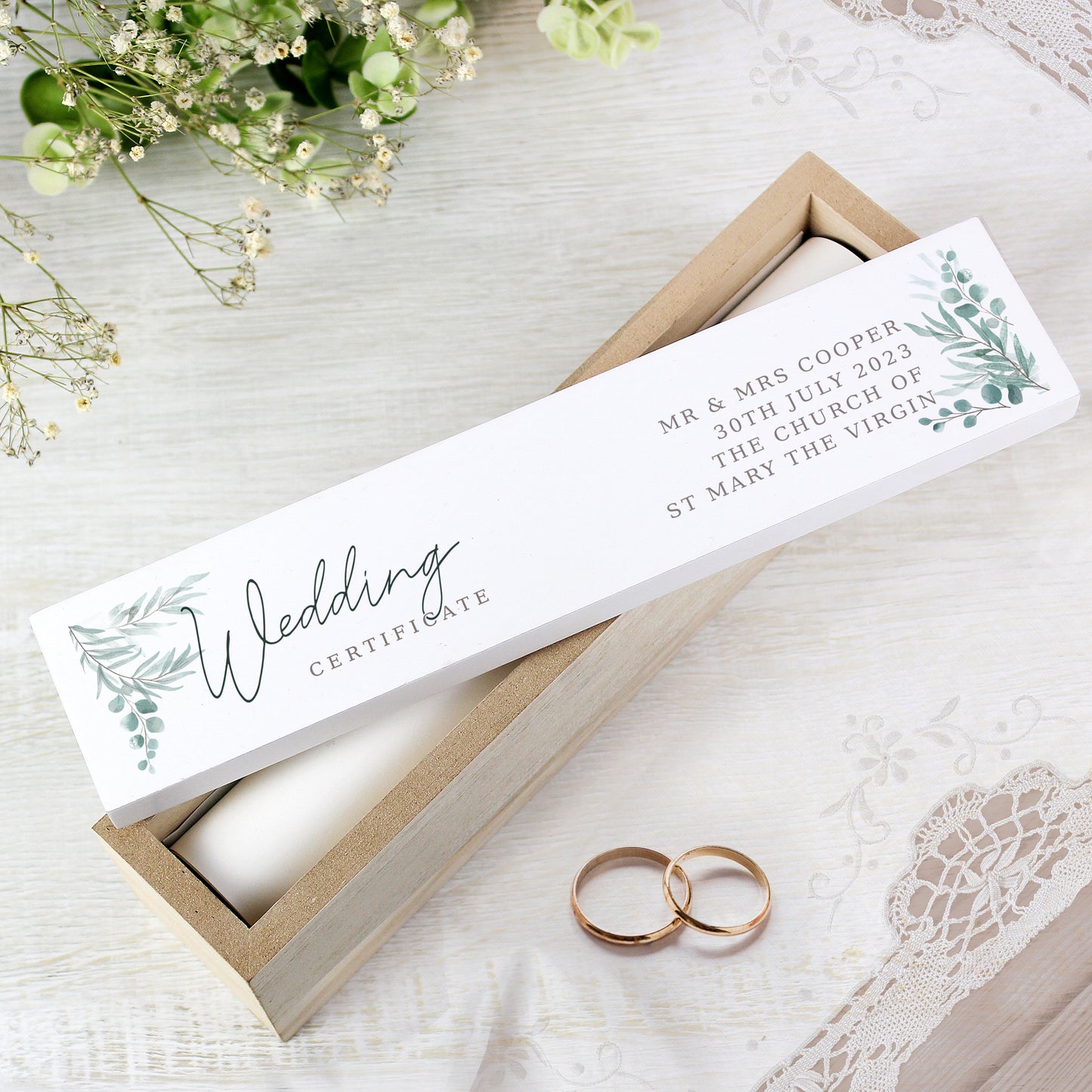Personalised Botanical Wooden Certificate Holder - MK&JD Gifts