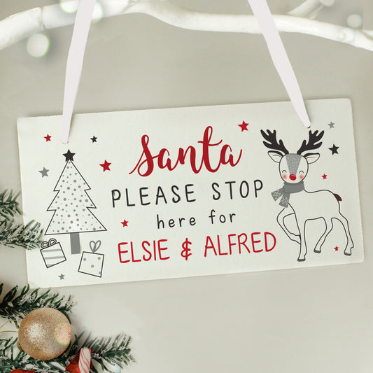 Personalised Rudolph Santa Please Stop Here Sign - MK&JD Gifts