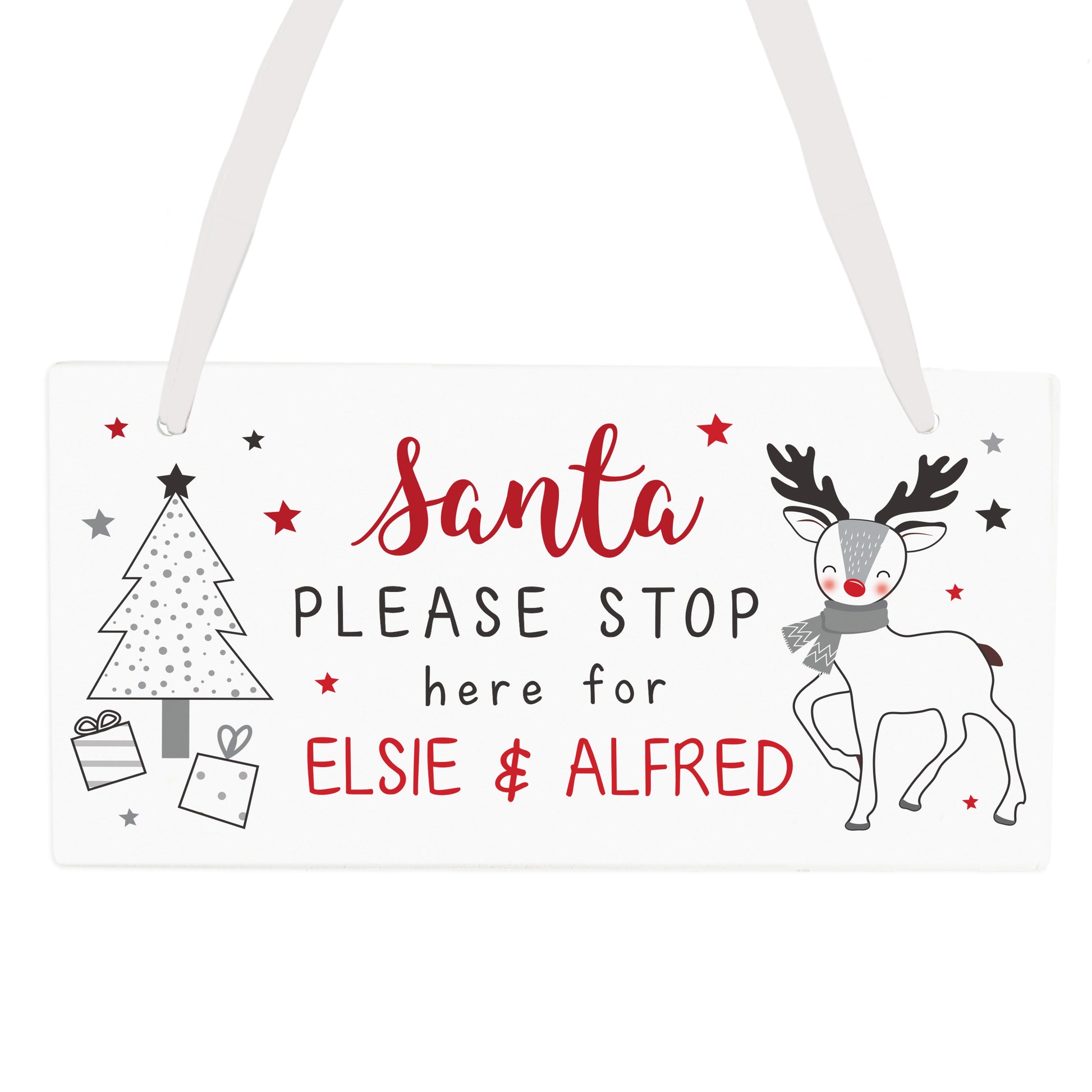 Personalised Rudolph Santa Please Stop Here Sign - MK&JD Gifts