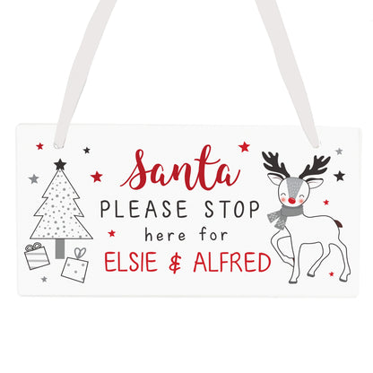 Personalised Rudolph Santa Please Stop Here Sign - MK&JD Gifts