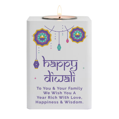 Personalised Diwali Wooden Tealight Holder - MK&JD Gifts