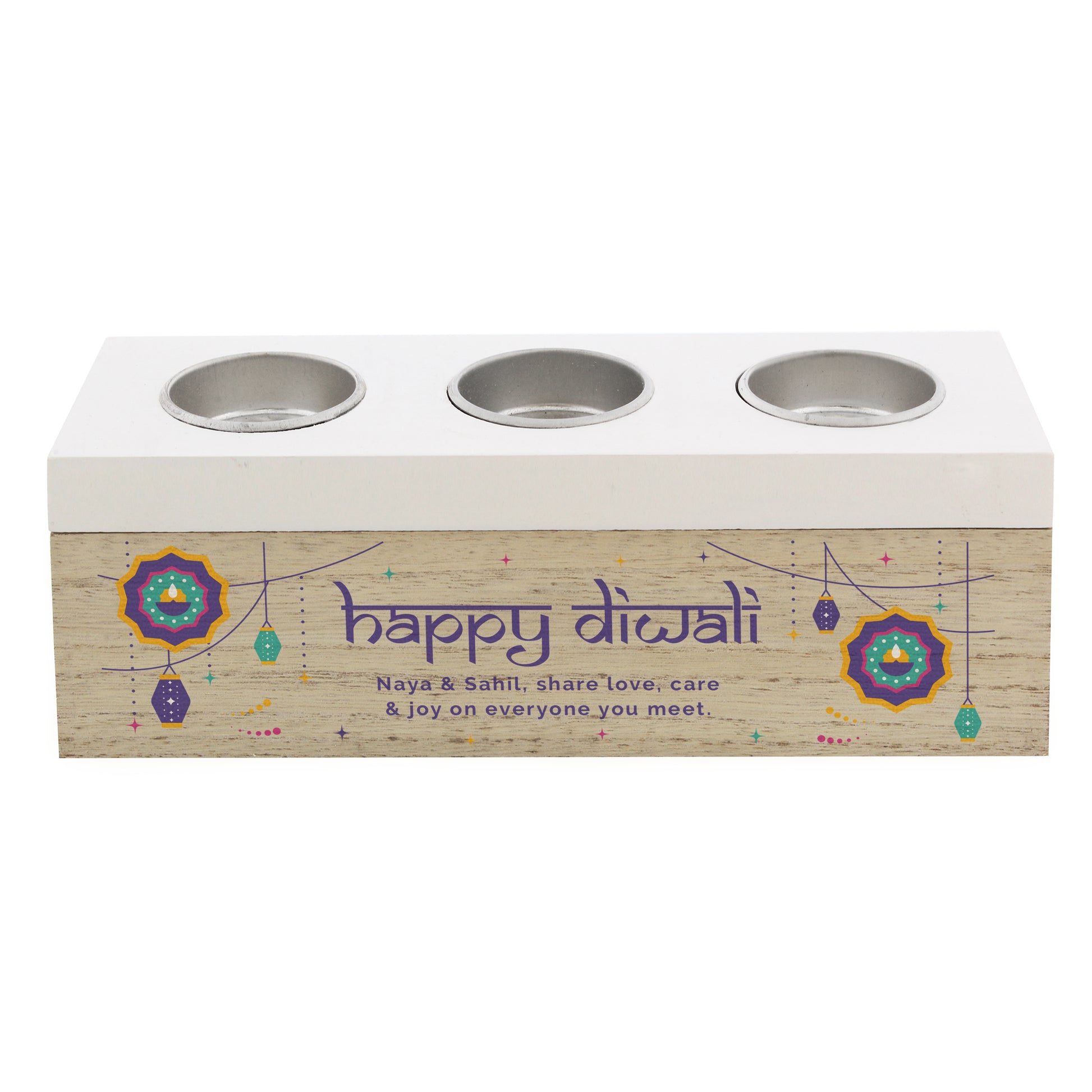Personalised Diwali Triple Tealight Box - MK&JD Gifts
