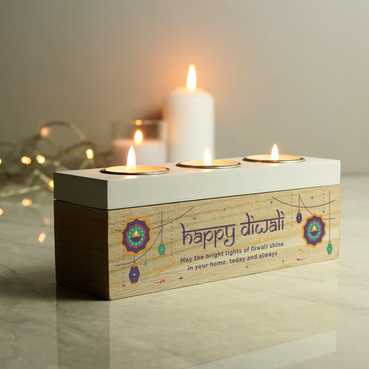 Personalised Diwali Triple Tealight Box - MK&JD Gifts