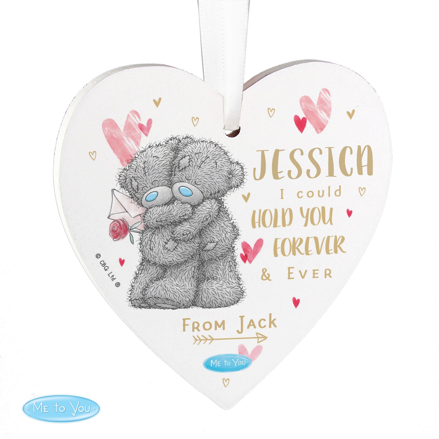 Personalised Me To You Hold You Forever Wooden Heart Decoration - MK&JD Gifts