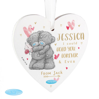 Personalised Me To You Hold You Forever Wooden Heart Decoration - MK&JD Gifts
