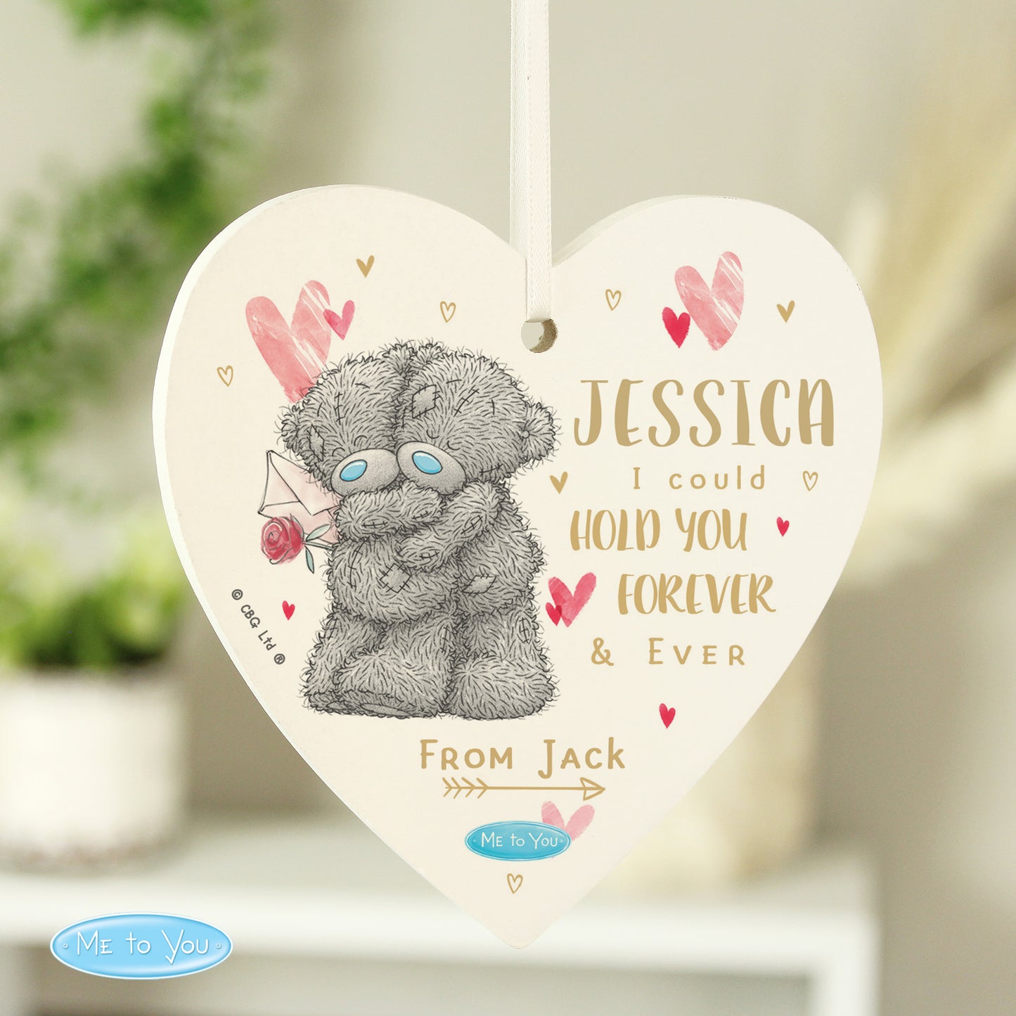 Personalised Me To You Hold You Forever Wooden Heart Decoration - MK&JD Gifts