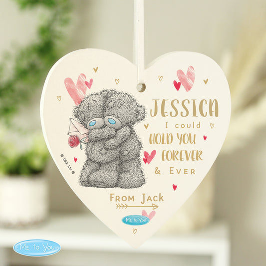 Personalised Me To You Hold You Forever Wooden Heart Decoration - MK&JD Gifts