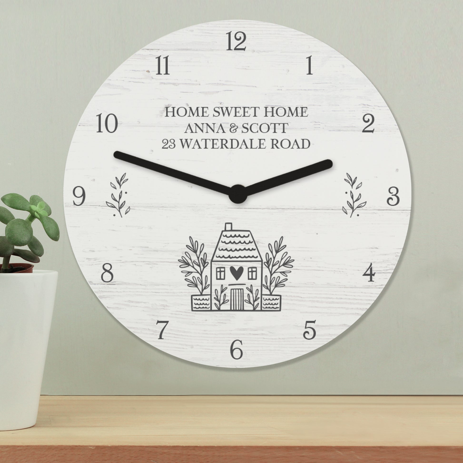 Personalised HOME Shabby Chic Wooden Clock - MK&JD Gifts