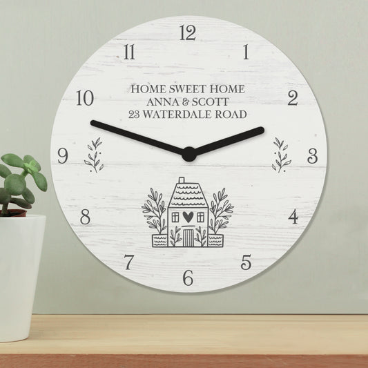 Personalised HOME Shabby Chic Wooden Clock - MK&JD Gifts