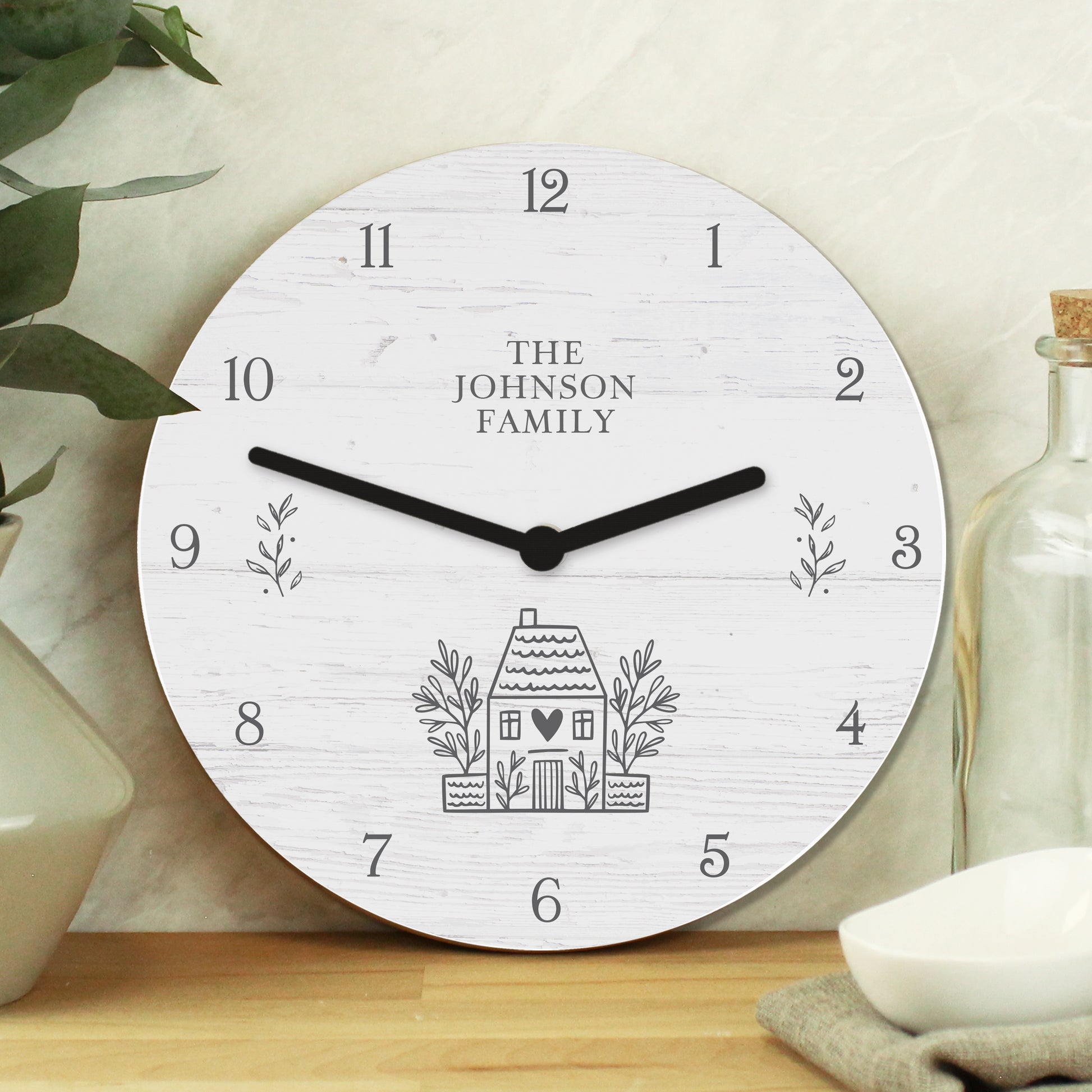 Personalised HOME Shabby Chic Wooden Clock - MK&JD Gifts