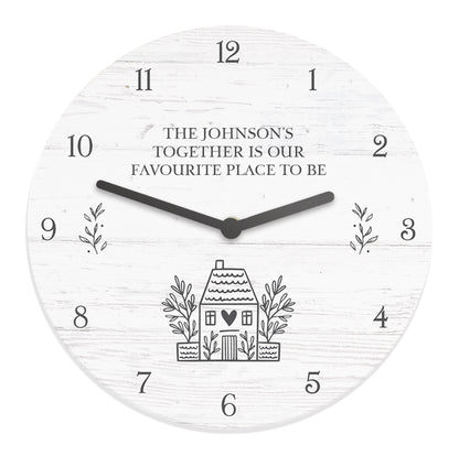 Personalised HOME Shabby Chic Wooden Clock - MK&JD Gifts
