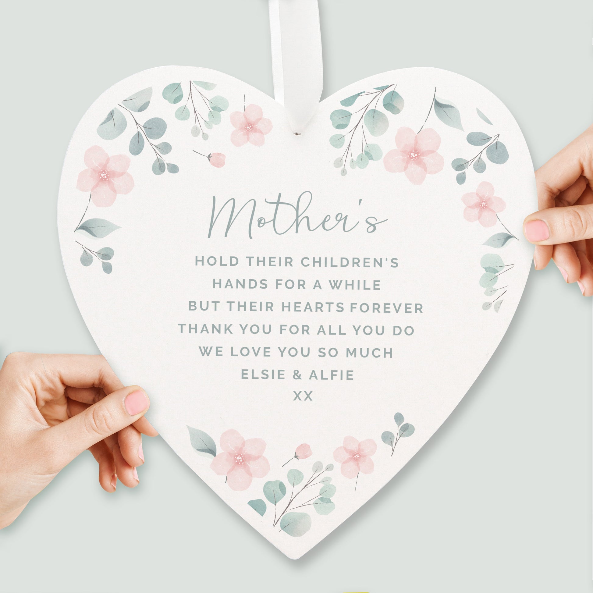 Personalised Floral Wooden Heart Decoration - MK&JD Gifts