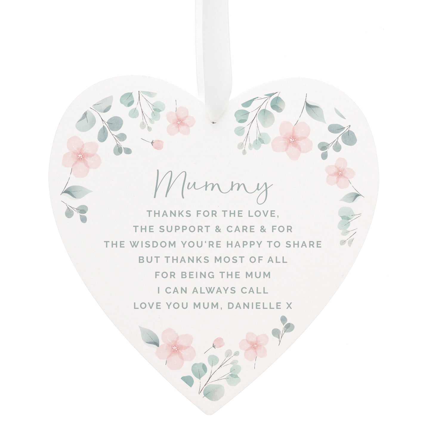 Personalised Floral Wooden Heart Decoration - MK&JD Gifts