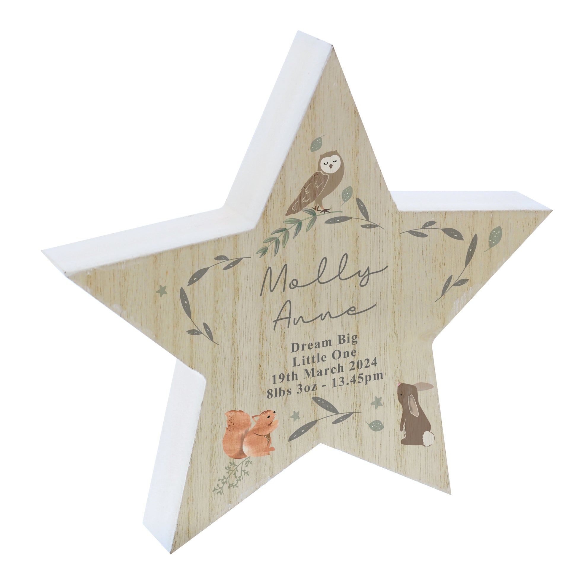 Personalised Woodland Animal Star Ornament - MK&JD Gifts