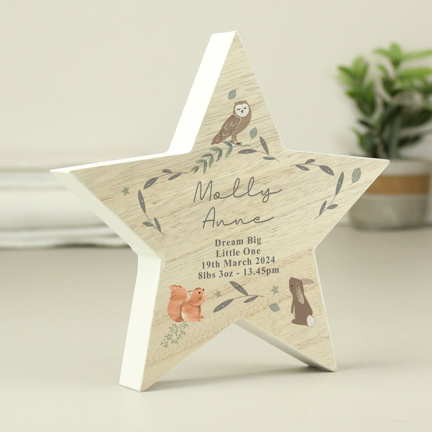 Personalised Woodland Animal Star Ornament - MK&JD Gifts