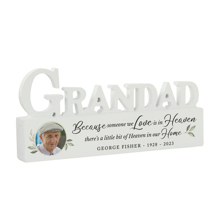 Personalised Botanical Memorial Photo Upload Wooden Grandad Ornament - MK&JD Gifts