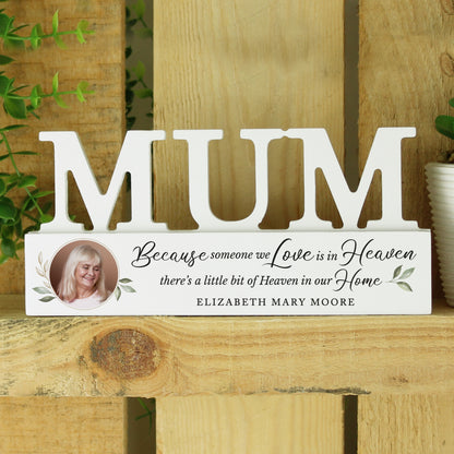 Personalised Botanical Memorial Photo Upload Wooden Mum Ornament - MK&JD Gifts