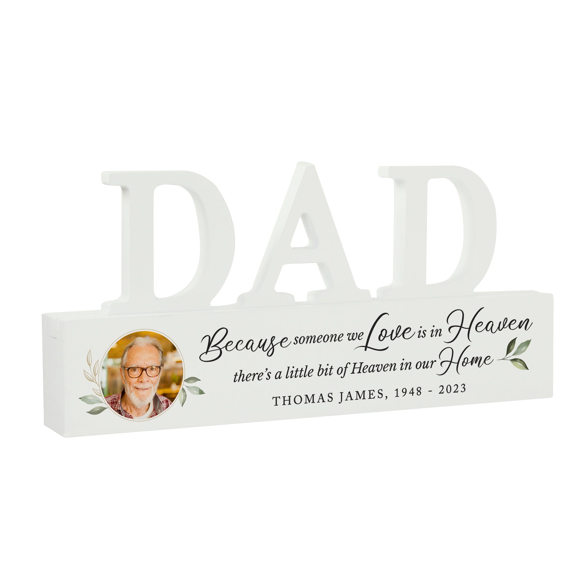 Personalised Botanical Memorial Photo Upload Wooden Dad Ornament - MK&JD Gifts