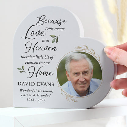 Personalised Botanical Memorial Photo Upload Free Standing Heart Ornament - MK&JD Gifts