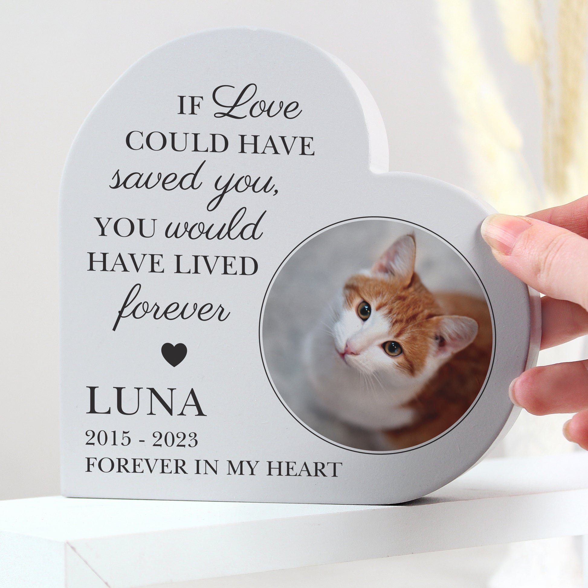 Personalised Memorial Photo Upload Free Standing Heart Ornament - MK&JD Gifts