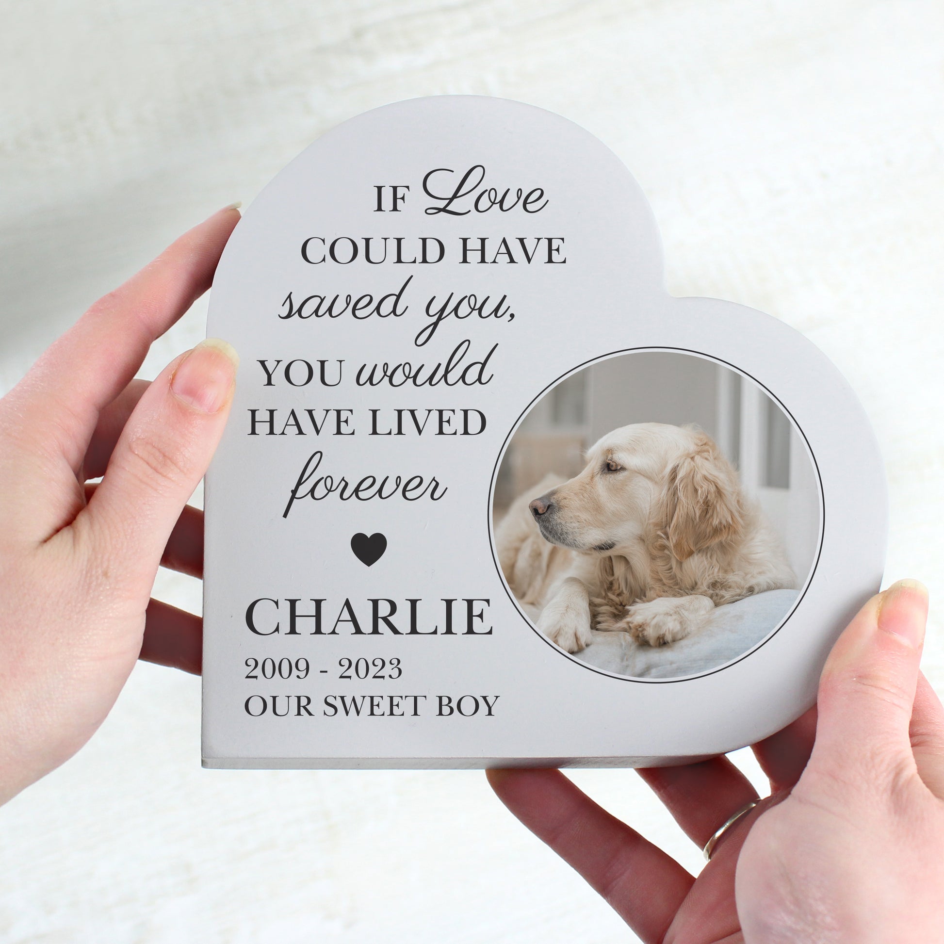 Personalised Memorial Photo Upload Free Standing Heart Ornament - MK&JD Gifts
