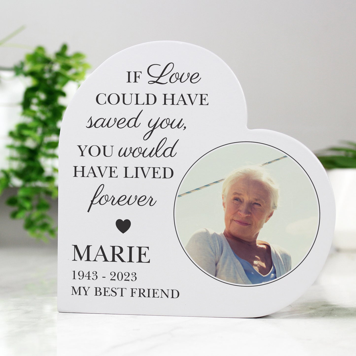 Personalised Memorial Photo Upload Free Standing Heart Ornament - MK&JD Gifts