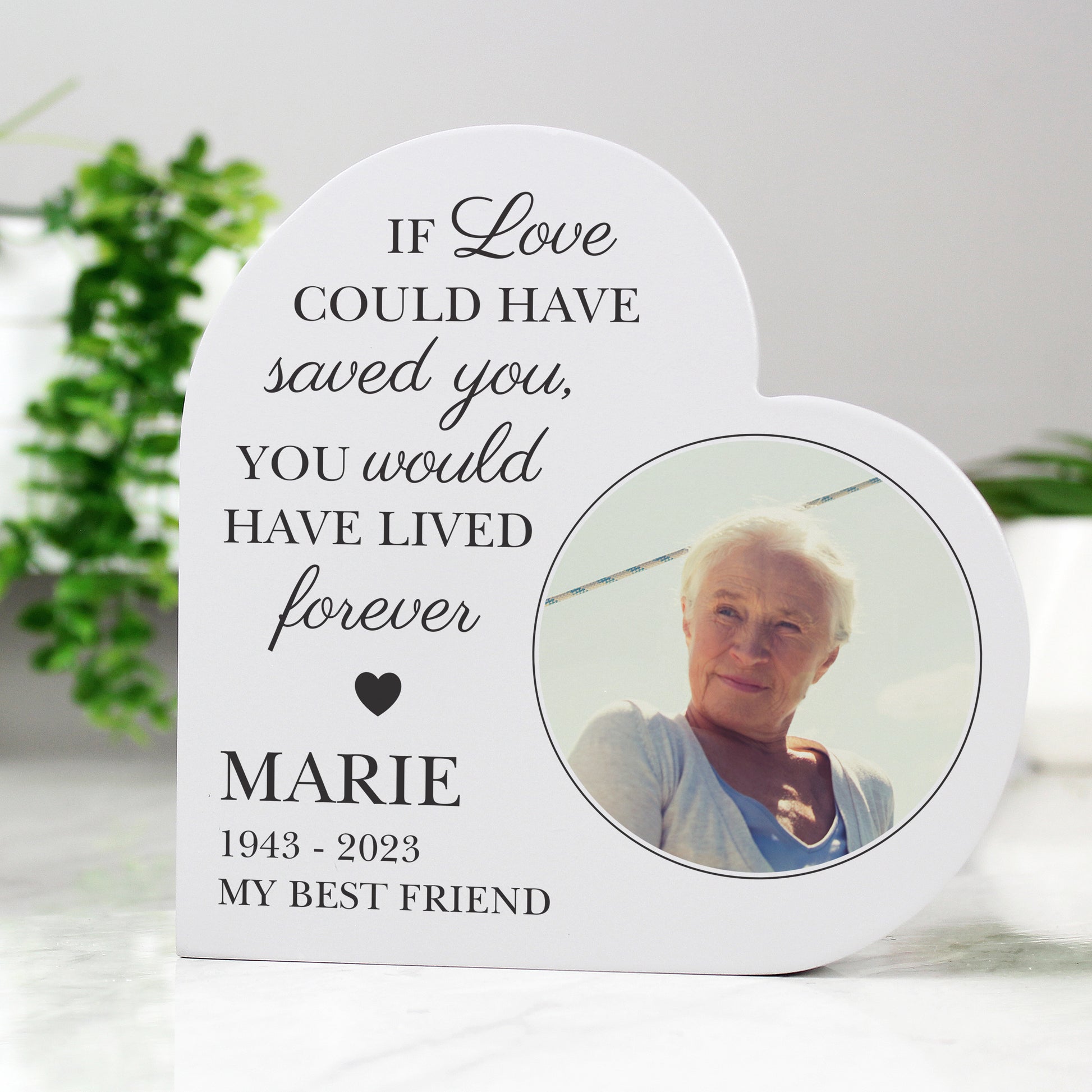 Personalised Memorial Photo Upload Free Standing Heart Ornament - MK&JD Gifts