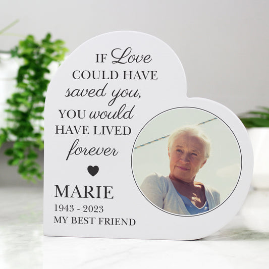 Personalised Memorial Photo Upload Free Standing Heart Ornament - MK&JD Gifts