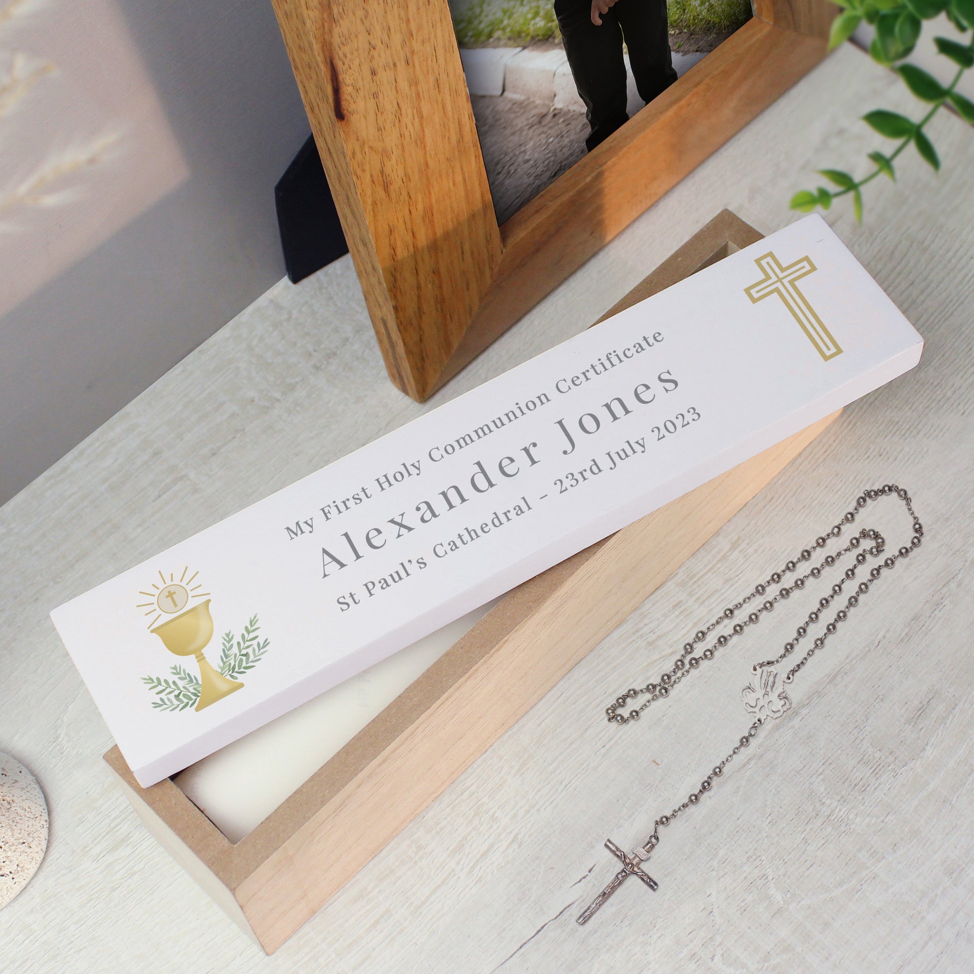 Personalised Religious Wooden Certificate Holder - MK&JD Gifts