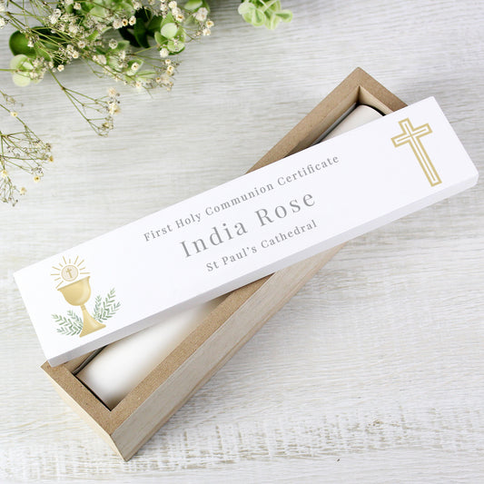 Personalised Religious Wooden Certificate Holder - MK&JD Gifts