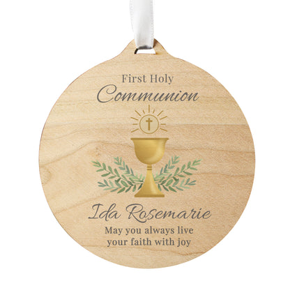 Personalised First Holy Communion Round Wooden Decoration - MK&JD Gifts
