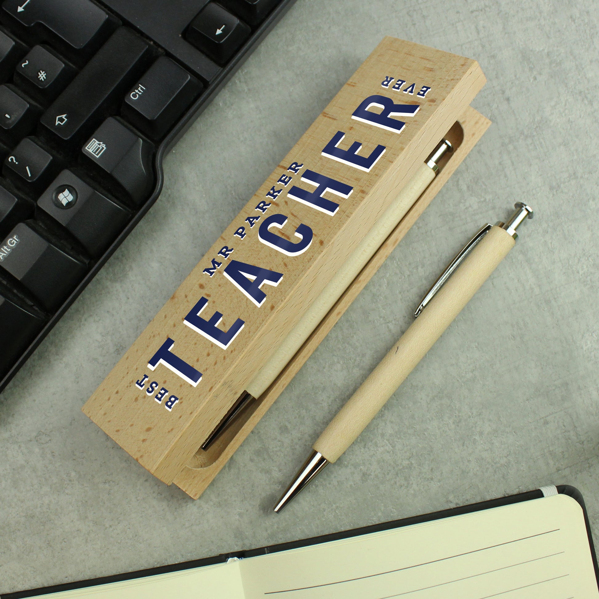Personalised Best Teacher Wooden Pen and Pencil Set - MK&JD Gifts