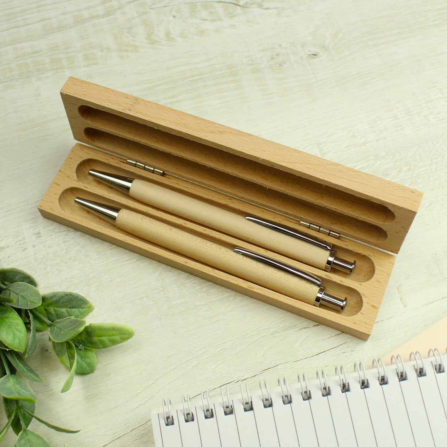 Personalised Botanical Wooden Pen and Pencil Set - MK&JD Gifts