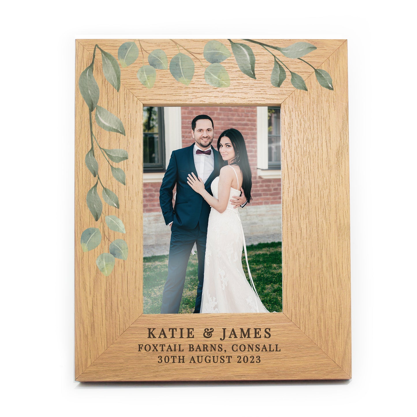 Personalised Botanical 6x4 Oak Finish Photo Frame - MK&JD Gifts