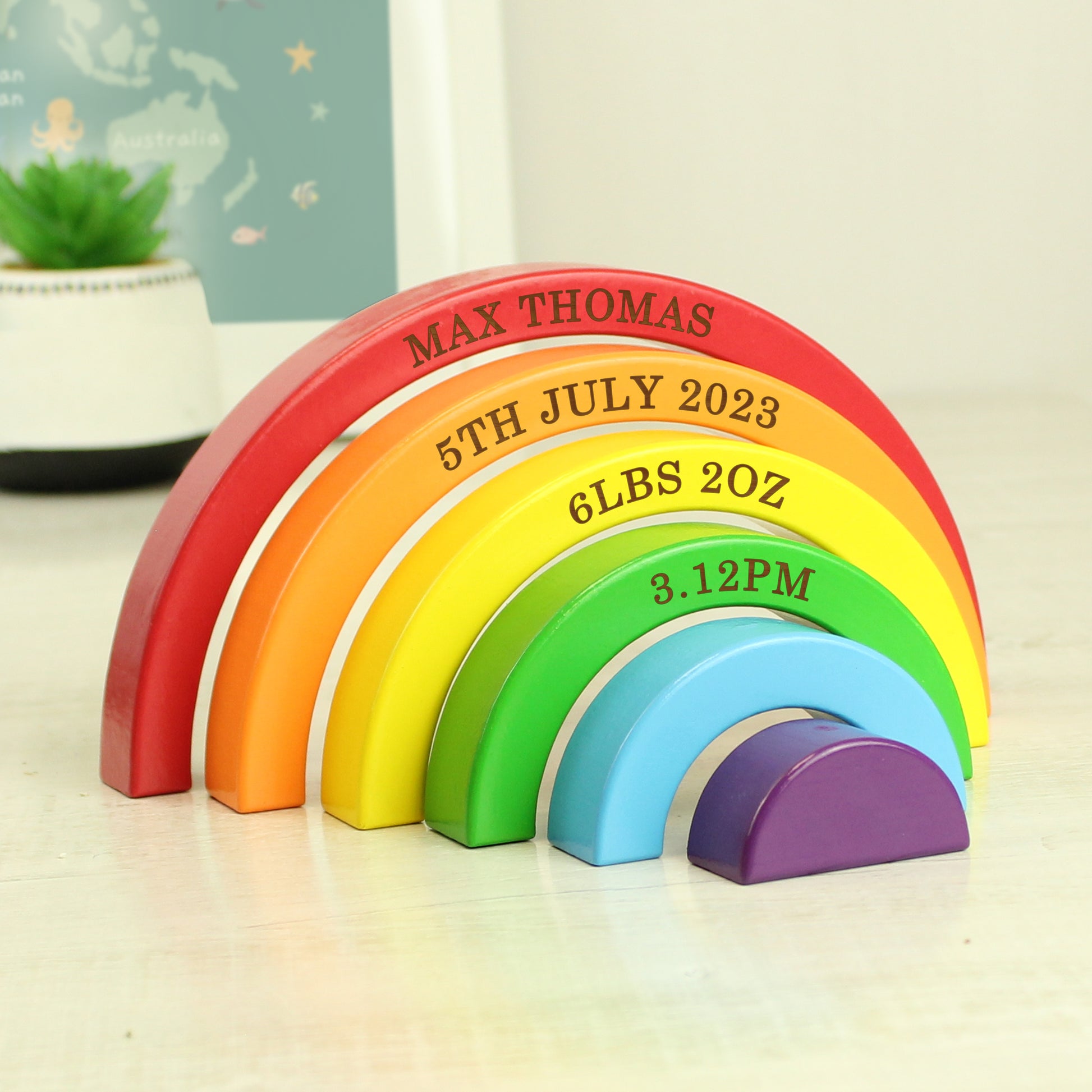 Personalised Wooden Rainbow Stacker - MK&JD Gifts