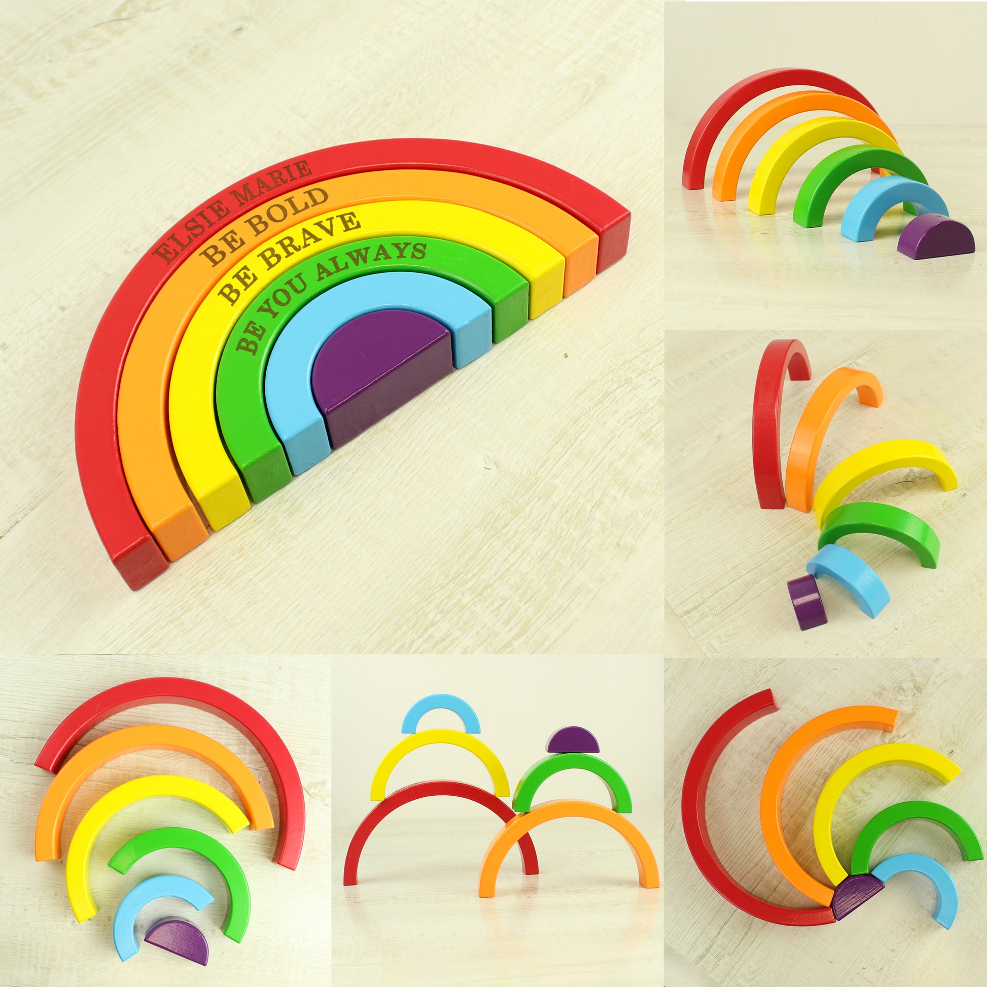Personalised Wooden Rainbow Stacker - MK&JD Gifts