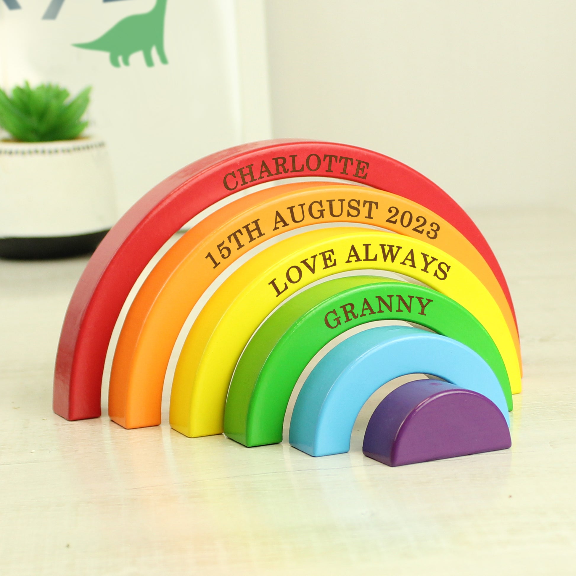 Personalised Wooden Rainbow Stacker - MK&JD Gifts