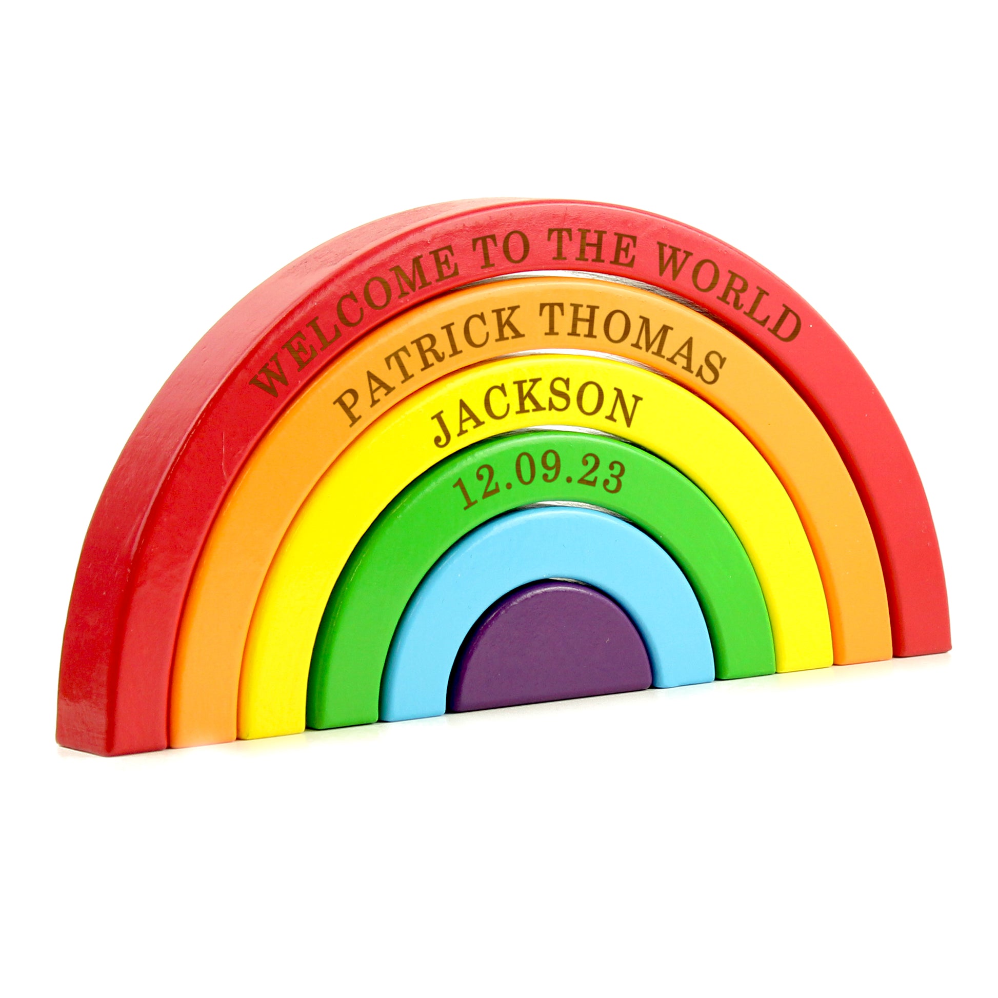 Personalised Wooden Rainbow Stacker - MK&JD Gifts