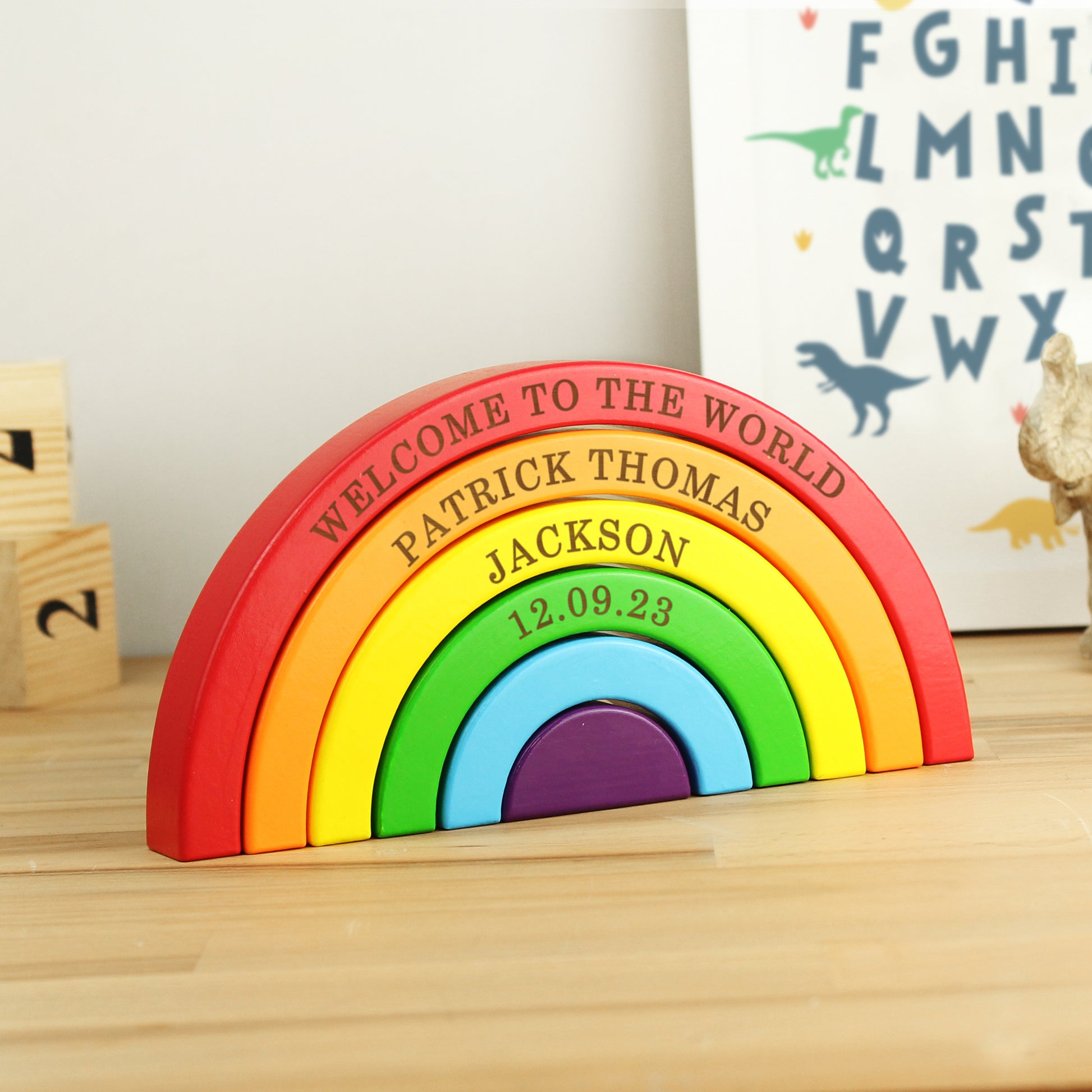 Personalised Wooden Rainbow Stacker - MK&JD Gifts