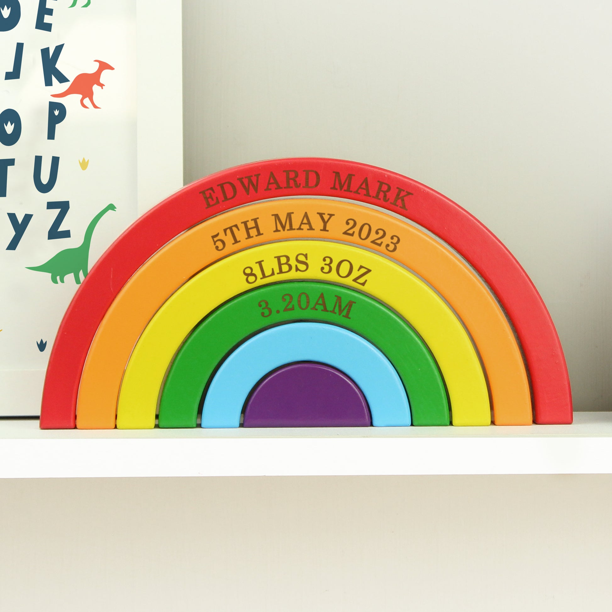 Personalised Wooden Rainbow Stacker - MK&JD Gifts