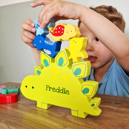 Personalised Name Only Wooden Dinosaur Stacker Toy - MK&JD Gifts